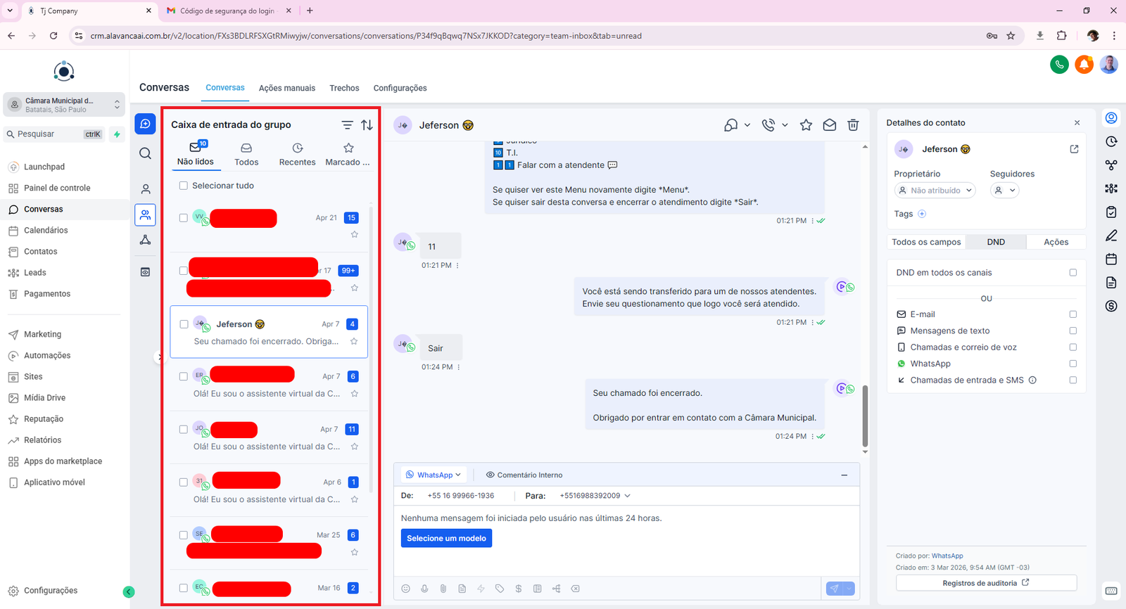 Selecionar conversa