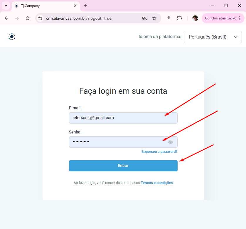 Login no chatbot