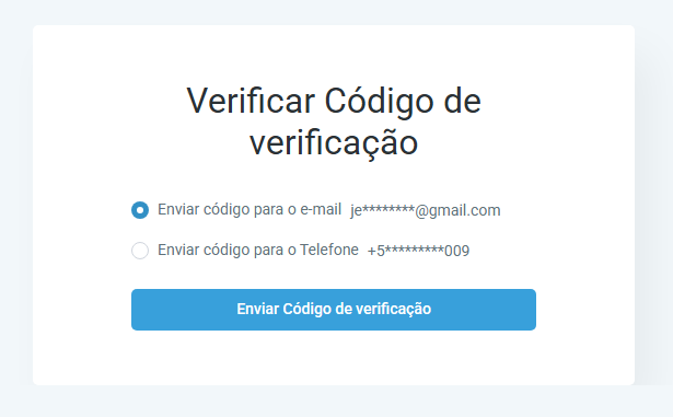 Receber o código de verificação
