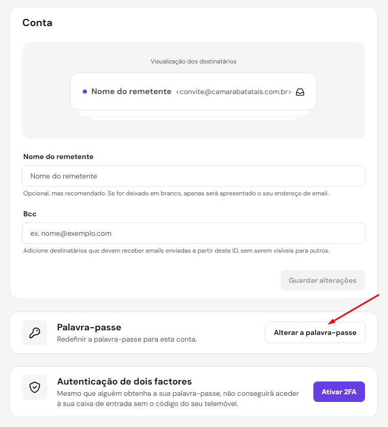 Indicação do botão Palavra-passe